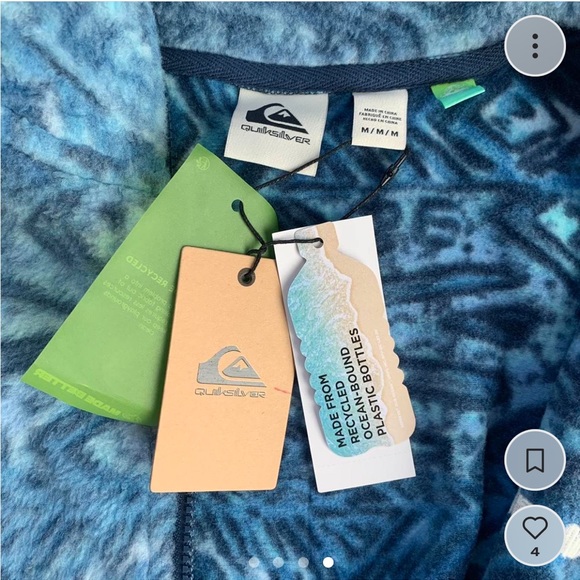 Quiksilver blue fleece soft zip up jacket size M NWT - Picture 3 of 3